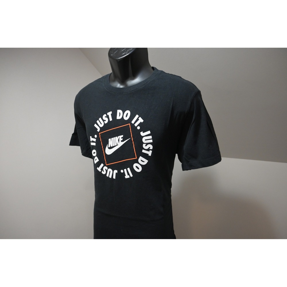 Nike T-Shirt Mens Large Black Just Do It Graphic Logo Short Sleeve Excellent